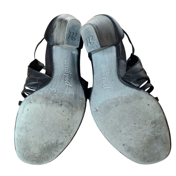 Paul Green Christy Black Leather Caged Huarache Strappy Heel Sandals Size 5.5 - Picture 9 of 12